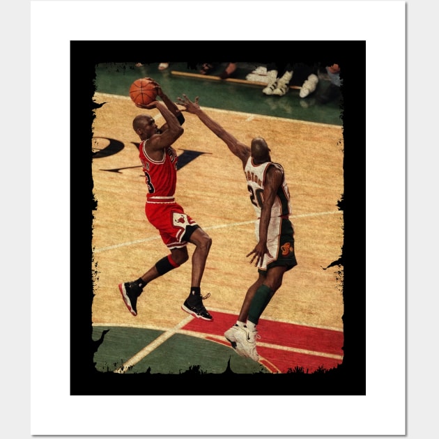 Gary Payton vs Michael Jordan in The 1996 NBA Finals Wall Art by Wendyshopart